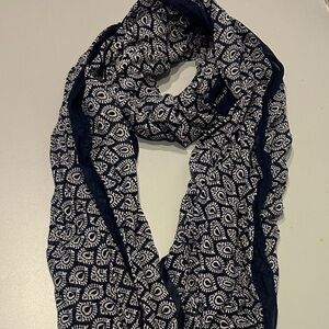 J. Crew Navy and White Patterned Scarf